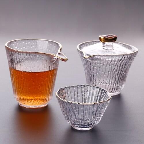 Glass tea cup handmade tree pattern tea cup hammer pattern male cup tea divider Kung Fu tea tea bowl Phnom Penh lid bowl