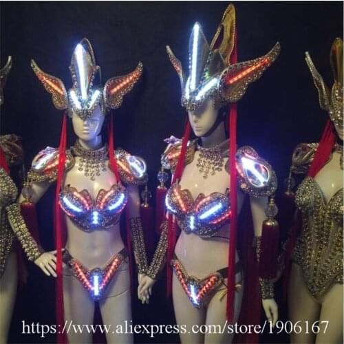 Led Luminous Sexy Evening Dress Catwalk Show Clothes Carnival Victoria Ballroom Costume Stage Performance Cosplay Clothing