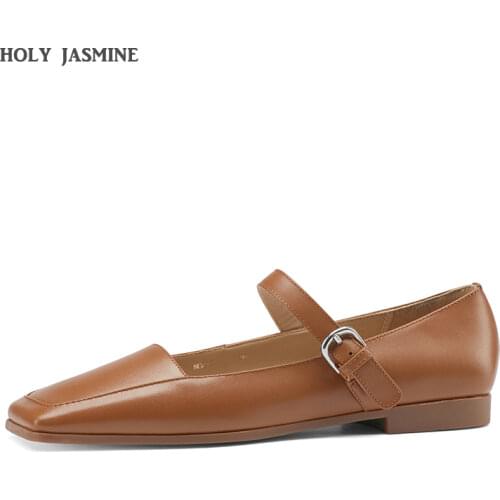 Women Shoes Genuine Leather Natural Spring 2021 New British Style Ladies Single Shoes Retro Casual Mary Jane Shoes Women Shoes