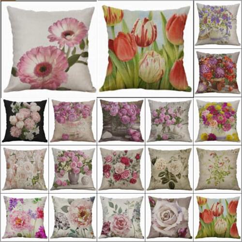 Comfortable Vintage Flower Cotton Linen Cushion Cover Throw Pillow Case Sofa Home Decor