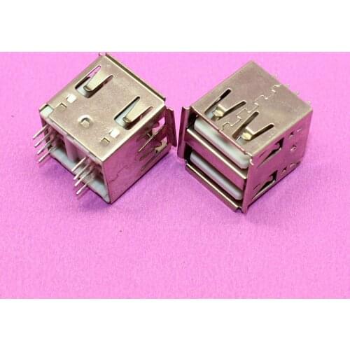 YuXi New USB 2.0 jack DUAL USB connector female 180degree (H=14)