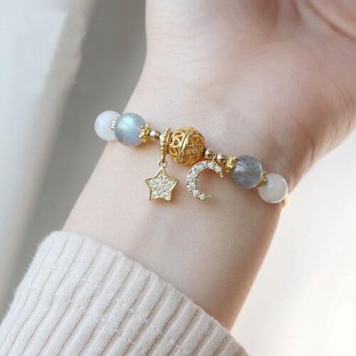 Charm Bracelets Women Kehribar Armbanden Voor Vrouwen Strawberry Crystal Bracelet Peach Blossom Transfer Bead Blonde Money