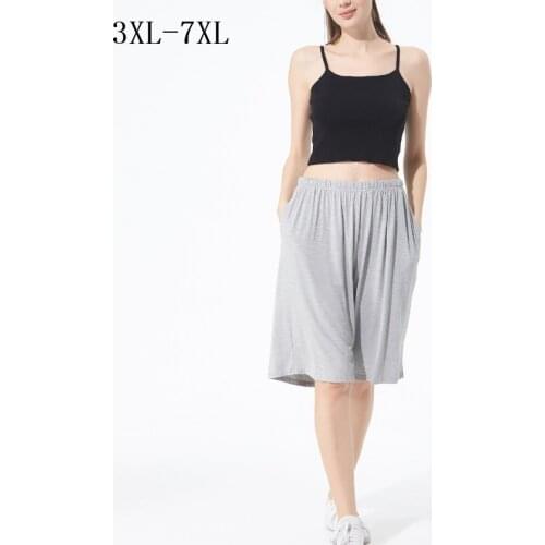 Women Summer Loose Wide Leg Cotton Lounge Shorts Knee-Length Home Wear Bottoms Pijama Mujer Plus Size 3- 7XL