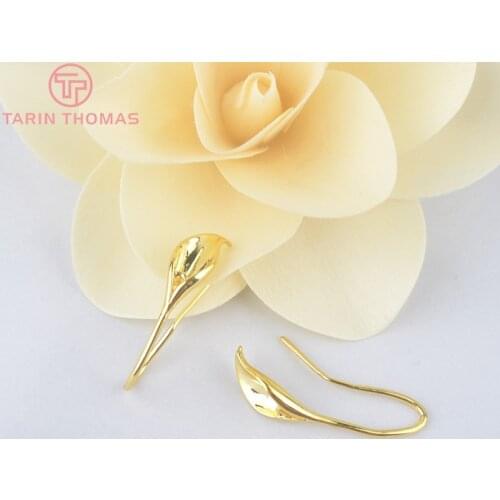 10PCS 25*11MM Gold Color Plated Brass Calla Earring Hook Diy Jewelry Findings Jewelry Accessories wholesale