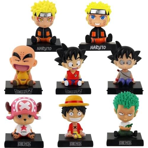 12cm Naruto Bobble Head Shake Head Luffy Phone Holder Bracket Car Decoration Action Figure Toys