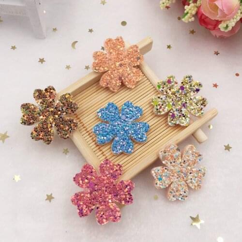 16pcs Felt Fabric Paillette Glitter 30mm flower Appliques wedding DIY Sewing Patchs craft hair bow accessories Supplies SA86