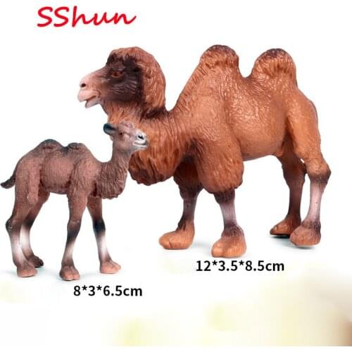 2pcs/Set Solid simulation wild animal model toy big camel bactrian camel desert camel childrens doll decoration