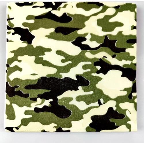 20pcs/pack Kids Boys Favors Napkins Baby Shower Decoration Birthday Events Party Tableware Supplies Camouflage Theme Towels