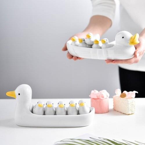 5pcs Ceramic Cartoon Duck Chopstick Holder Whale Chopsticks Mat Set Simple Animal Five People Chopsticks To Hold Kitchenutensils