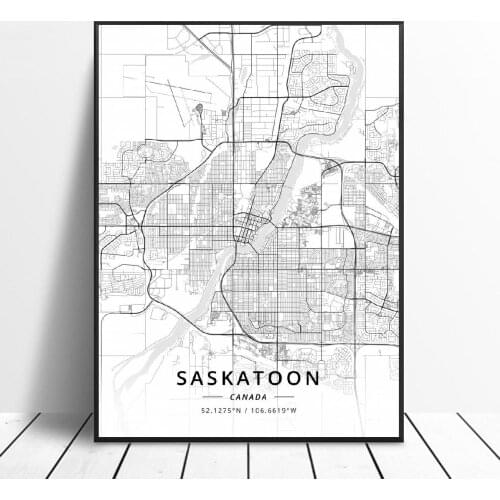 Abbotsford Cornwall Quebec City Saskatoon St. Catharines Canada Map Canvas Art Poster