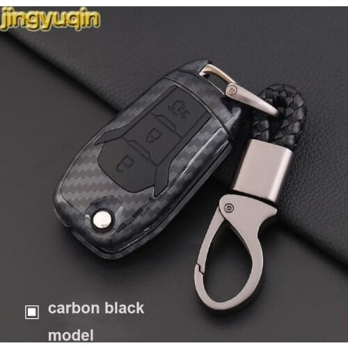 Jingyuqin Remote Car Key Carbon Fiber Case For Ford F-150/250 F-350/550 Fiesta Ranger Fusion Mondeo Mustang S-Max Explorer Edge