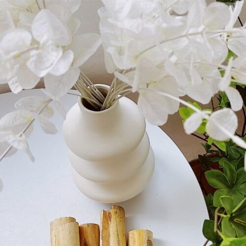 CuteLife Nordic White Geometric Ceramic Flower Vase Decoration Home Office Livingroom Plant Vase Wedding Arrangement Table Vase