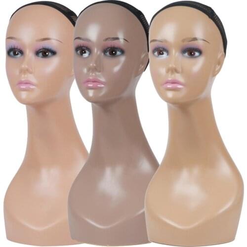 H0033 Female Realistic PVC Mannequin Head Sale For Wig Jewelry And Hat Display Necklace Rack & Holder