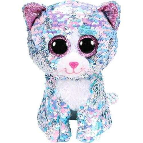 Ty Sequined Stuffed Plush Animal Dolls Plush Touch Cat Husky Fox Dinosaur Children Birthday Gift Toys Wedding Souvenir 15cm