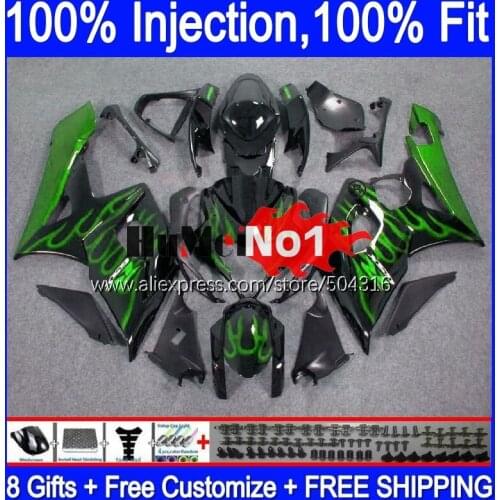 Injection For SUZUKI 1000CC GSXR-1000 GSXR 1000 21MC.50 Green flames GSX-R1000 GSX R1000 05 K5 GSXR1000 2005 2006 05 06 Fairings