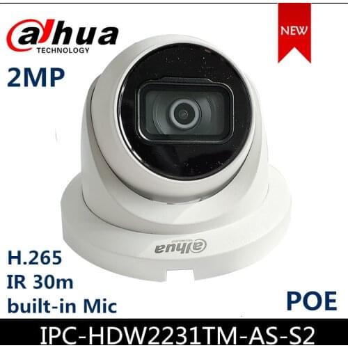 Dahua 2MP Lite Series IP Camera IPC-HDW2231TM-AS-S2 IR Eyeball Network Camera Starlight built-in Mic support POE Security Camera