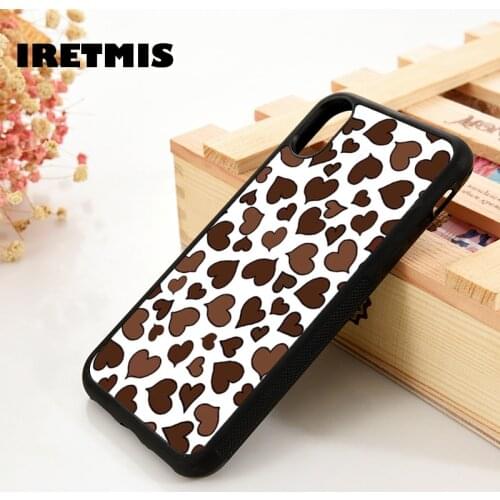 Iretmis 5 5S SE 6 6S TPU Silicone Rubber Phone Case Cover for iPhone 7 8 Plus X Xs 11 12 MINI Pro Max XR Hearts coffee pattern