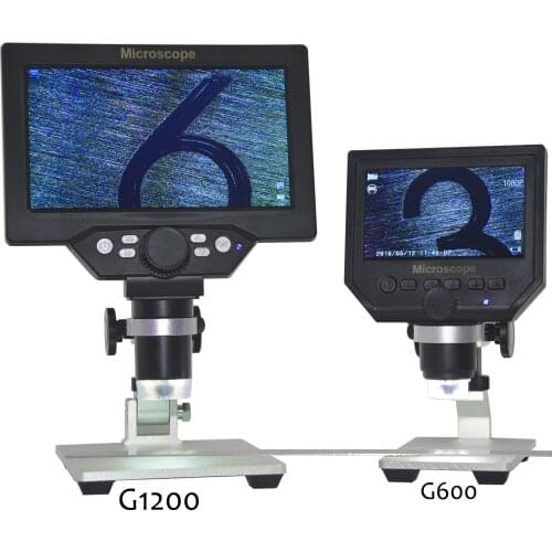 1pc G1200/G600 Microscope 7/4.3 inch LCD Display Screen Continuous Zoom Electronic HD Digital Camera Portable Microscope