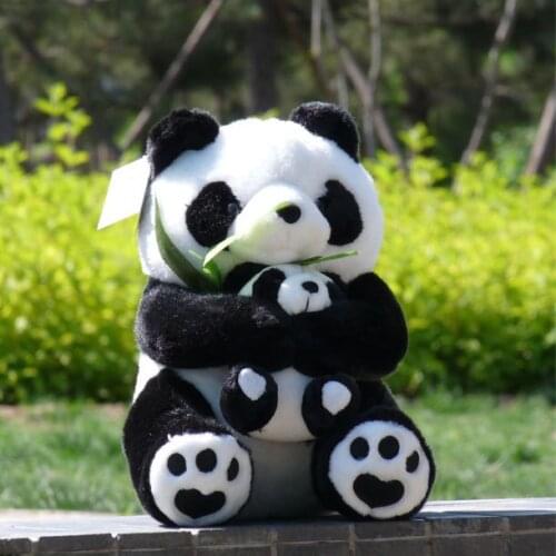 Stuffed plush 35cm sitting pose bamboo panda hugged baby panda plush toy lovely panda soft doll gift w2357