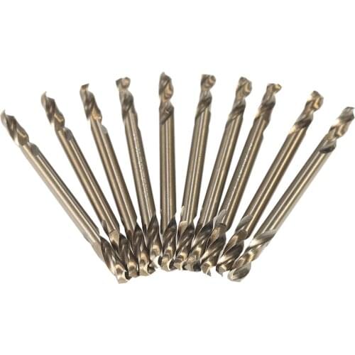 10pcs 1/8" M35 HSS-Co Drills Double Ended Cobalt M35 Drill Bits Set with Storage Box