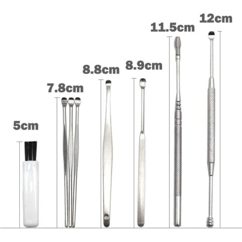 8Pcs Remover Ear Cleaner Removal Tool Kits Stainless Steel Ear Pick Ear Cleaning Set Earpicker Spoon Cleaner Ear Wax Curette