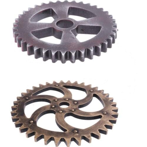 Pack 2 Vintage Wood Industrial Gear Home Craft Wall Decorative 29cm + 12cm