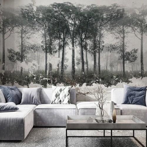 Custom Mural Wallpaper Retro Nostalgic Black White Abstract Forest Bird Art Wall Painting Living Room Bedroom Photo Wall Paper