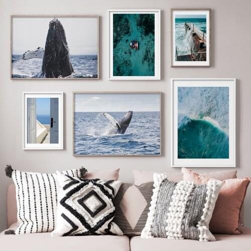 Nordic Seascape Canvas Painting Whale Wall Art Poster Modern Print Photography Picture Home Decoration Living Room Decor