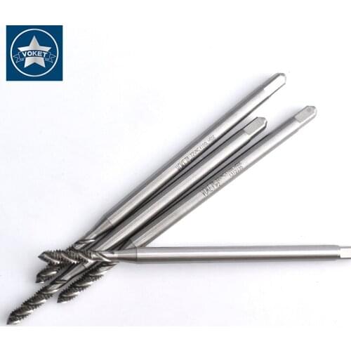 VOKET HSSE Long Shank Fine Thread Spiral Fluted tap UNF 10-32 1/4-28 5/16-24 3/8-24 Machine Screw Thread taps X100MM