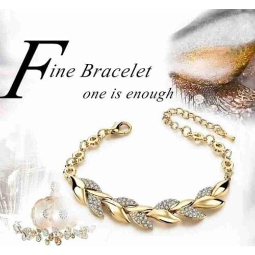 Gold Plated Leaf Charm Bracelets & Bangles For Women Wedding Adjustable Bracelet