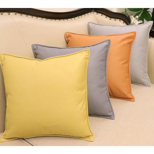 Nordic Rectangle Soft Throw Pillow Modern Simple Solid Color Seat Cushion Artificial Leather Waist Back Pillow Living Room Decor