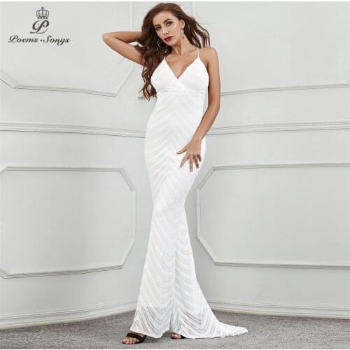 Sexy Elegant Backless Sequin Evening Dresses prom dress Party dress vestido de noche robe de soiree Sexy women dress