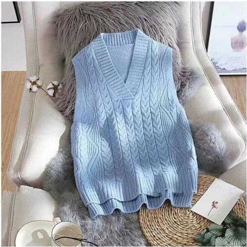 Urifens Pullover Sweater Vest Women 2021 Autumn New Loose Net Red V-Neck Waistcoat Wool Knitted Vest Women P11