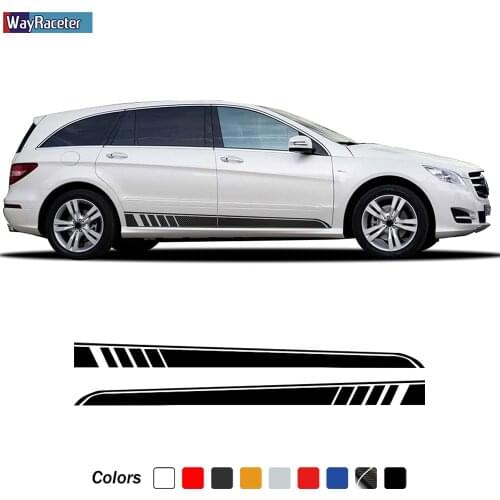 2 Pcs Car Door Side Stripes Skirt Sticker Vinyl Decal For Mercedes Benz R Class W251 R300 R320 R350 R500 R63 AMG Accessories