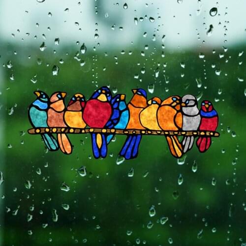 Stain Glass Window Hangings Bird Wall Bird Stickers Home Decor Cute 3D Car Wall Decals Living Room Decorations