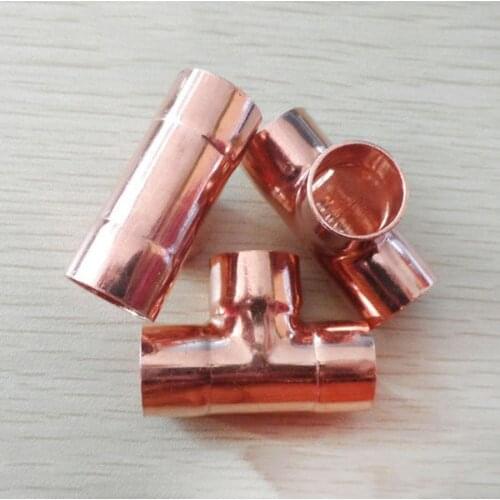 28mm Inner Dia x1.5mm Thickness Copper Equal Tee Socket Weld End Feed Coupler Plumbing Fitting Water Gas Oil