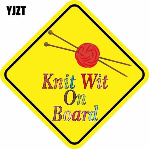 YJZT 12.7CM*12.7CM Car Sticker Car Styling Reflective KNIT WIT ON BOARD Warning Mark Decal C1-7393