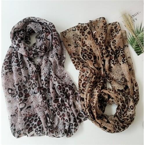 2019 Fashion Newest Women Leopard Pattern Cotton Voile Scarf 2Colors 10pcs/lot