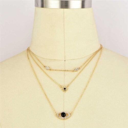 Trendy Crystal Eye Star Lady Multilayer Bohemia Pendant Necklace For Women Gift