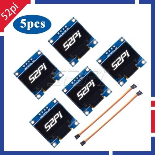 52Pi 0.96 Inch OLED Screen Module 128*64 IIC SSD1306 for Raspberry Pi 4 B / 3 B (+) / 2 B / Zero (W) / Beaglebone Black / C51