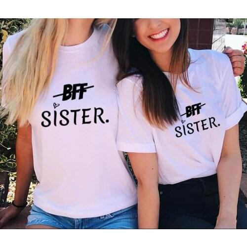 1 piece of BFF sister letter print ladies summer aesthetic best graphic short sleeve t-shirt sisters best young girl top t-shirt