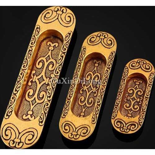 Retro 10PCS Sliding Door Cabinet Furniture Handles European Antique Hidden Recessed Flush Handle Concealed Sliding Door Handles