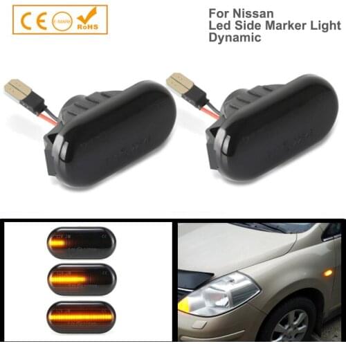 2Pcs Dynamic LED Front Fender Side Marker Light Turn Signal Lamps For Nissan Cube Note Qashqai Tiida Dualis 350Z Micra March