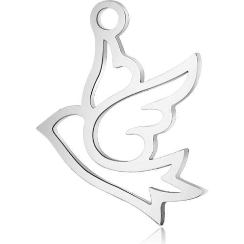 Stainless Steel Laser Cutting Bird 13.2*17.6mm Metal Mini Charm for DIY Handmade Jewelry Wholesale 50pcs
