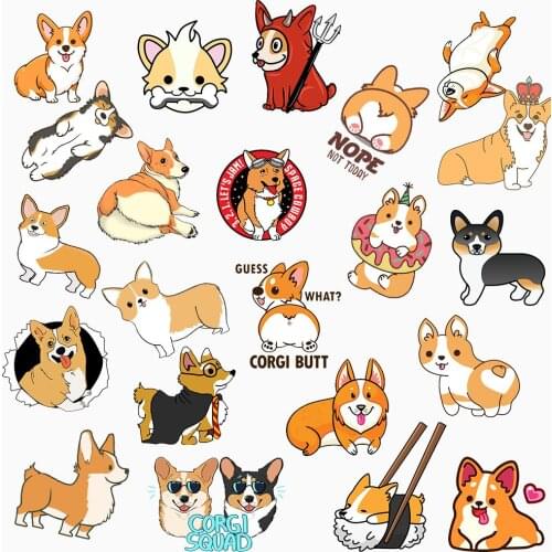 50 pcs cute pet Corgi stickers luggage motorcycle trolley suitcase SuitcaseSkateboard Fridge Guitar Laptop waterproof stickers