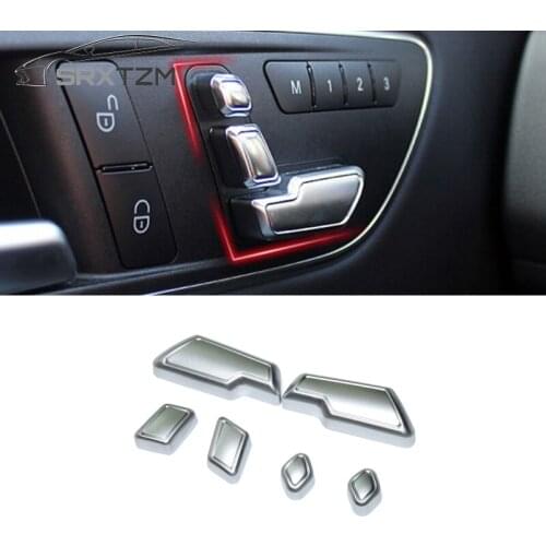 ABS Chrome Door Seat Adjustable Button Switch Cover Trim For Mercedes-Benz A B C-Class E-Class GLK R GLK GLA W204 W246 6pcs