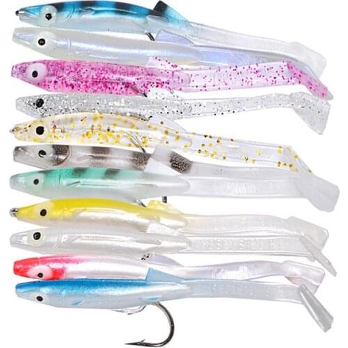 Afishlure Raglou Real Eel Predator Fishing Lure 6pcs/bag Fishing Artificial Soft Shad Bait Pesca Wobblers 80mm/2.3g