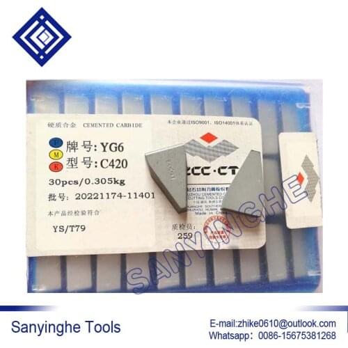 Free shipping high quality 30pcs/lots C420 YG6X YG6 / YG8 / YW1 / YW2 / YT5 / YT14 / YT15 carbide welding inserts brazed insert