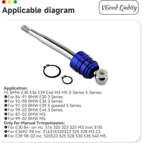 Quick Shift Short Throw Shifter Fit BMW E30 E36 E39 E46 M3 M5 3 / 5-Series Black/ red / blue