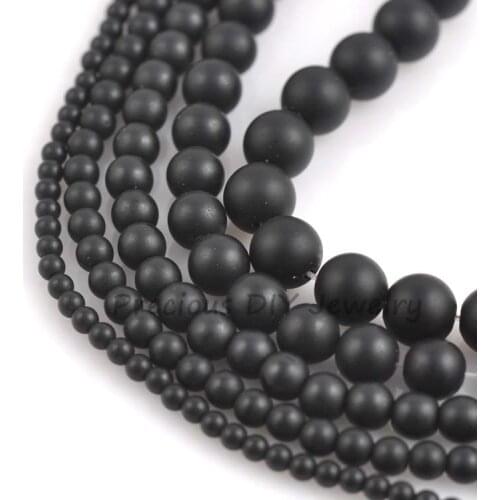 Black Frost Onyx Beads Natural Round Loose Stone Beads For Jewelry Making DIY 4/6/8/10/12mm TRS0009